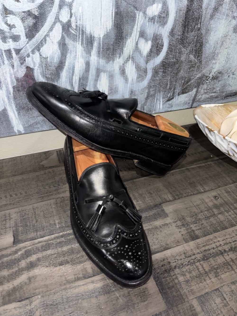 Allen Edmonds Manchester tassel loafers in black calfskin leather SZ 8.5 - Picture 5 of 11